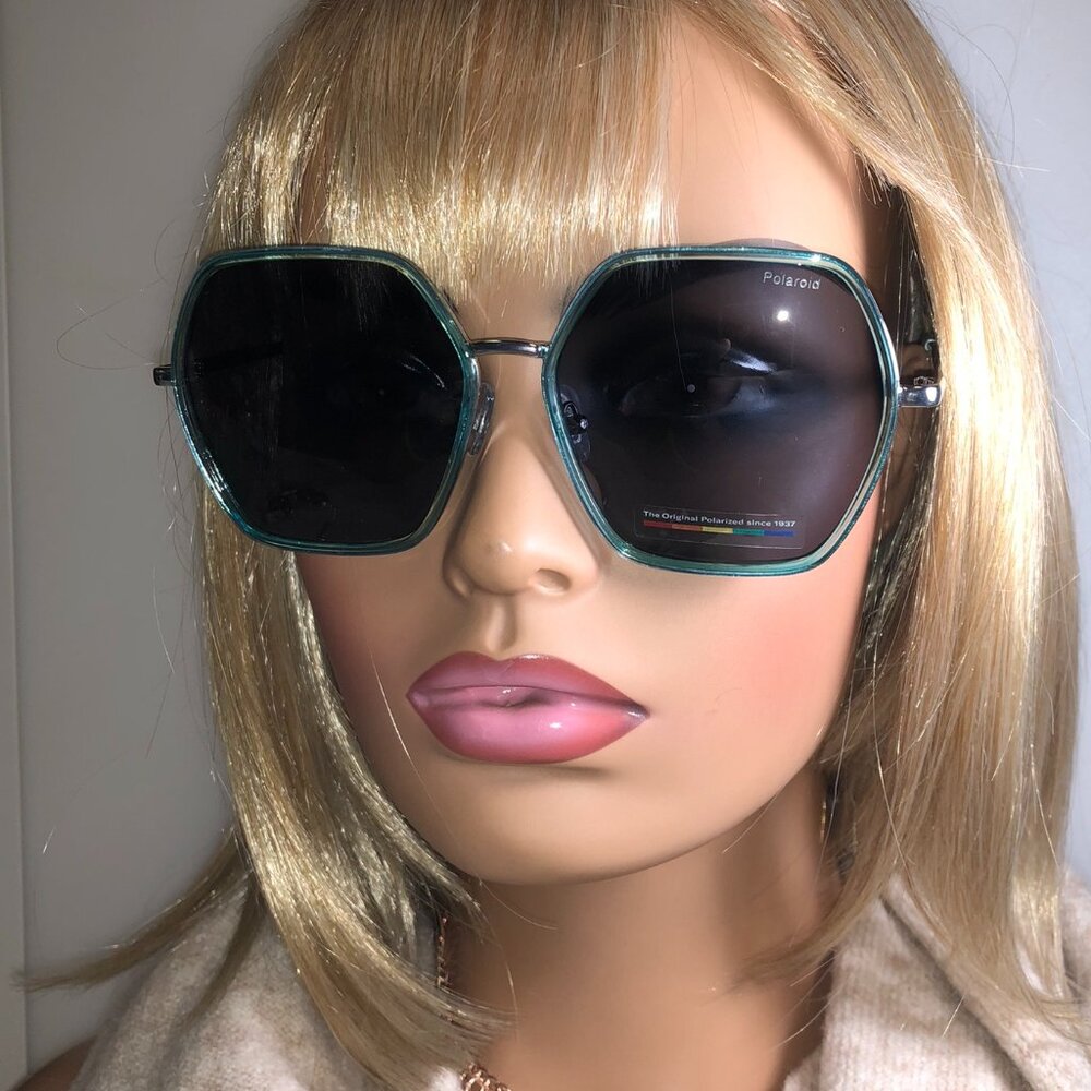Polaroid Oversized Blue & Gold Polarized Sunglasses